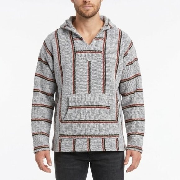 Baja Joe Other - CATT Baja Hoodie Woven Striped Drug Rug Mexican Surfer Pullover XL